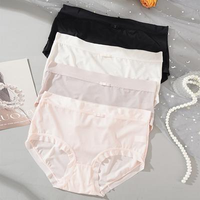 Summer Thin Ice Silk Seamless Briefs Comfortable Women's Underwear Low Waist Women's Solid Color Briefs Underwear