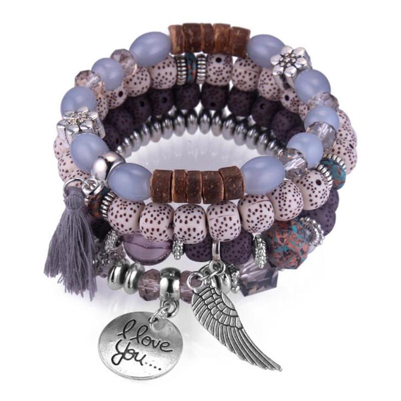 DIEZI Bracelets Perles Cristal Bohème pour Femmes Hommes Bracelet Féminin Pompon Charms Pierre Naturelle Bracelet Cadeau pulseira feminina