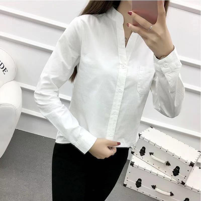 Thin Solid Round Neck Button Blouses Straight Temperament Simplicity Classic Casual Formal Women's Dignified