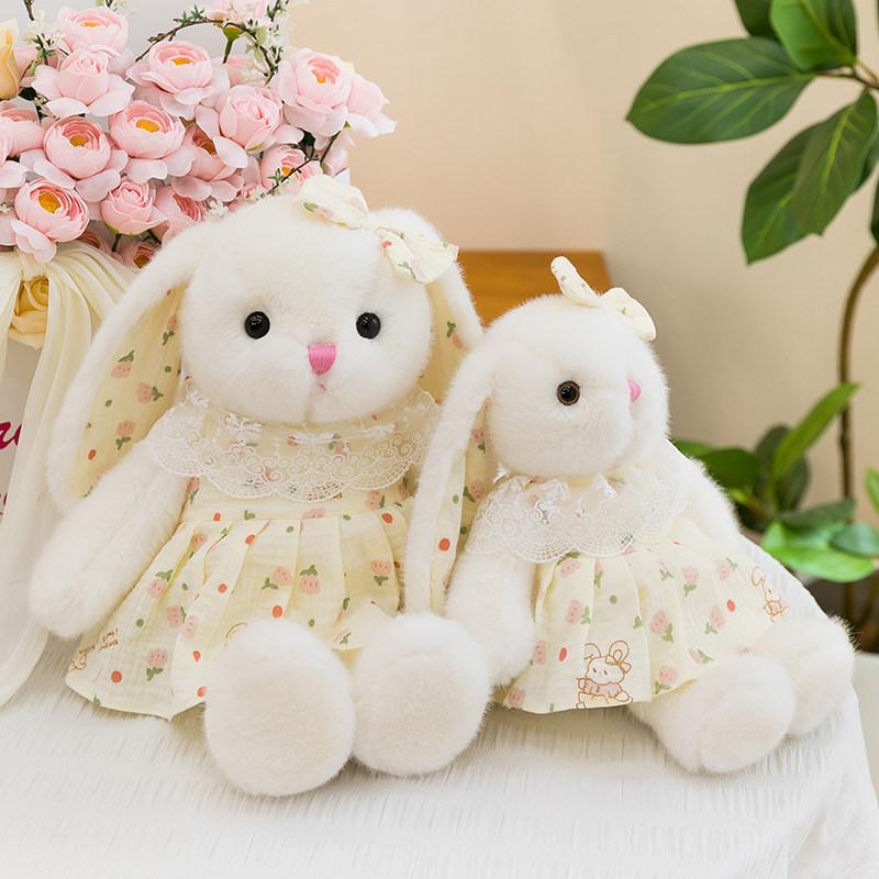Bambola Coniglietto di Peluche con Vestito Floreale per Bambini e Regalo