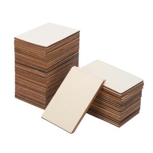 50 Pieces Unfinished Square Wood Slices Blank 3.5 x 2.3 Inches Rectangle Chips For Painting DIY Craft Decoration