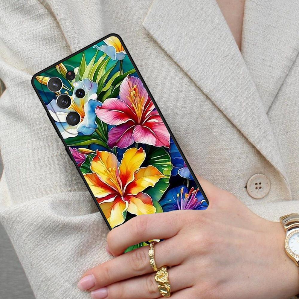 Tropical Flower Cell Phone Case for Samsung Galaxy S26 Ultra S25 S24 S23 S22 S21 S20 Note10 Cover
