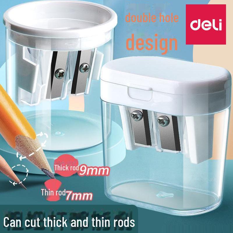 

Deli Cute Children s Double Hole Plastic Pencil Sharpener with Cover