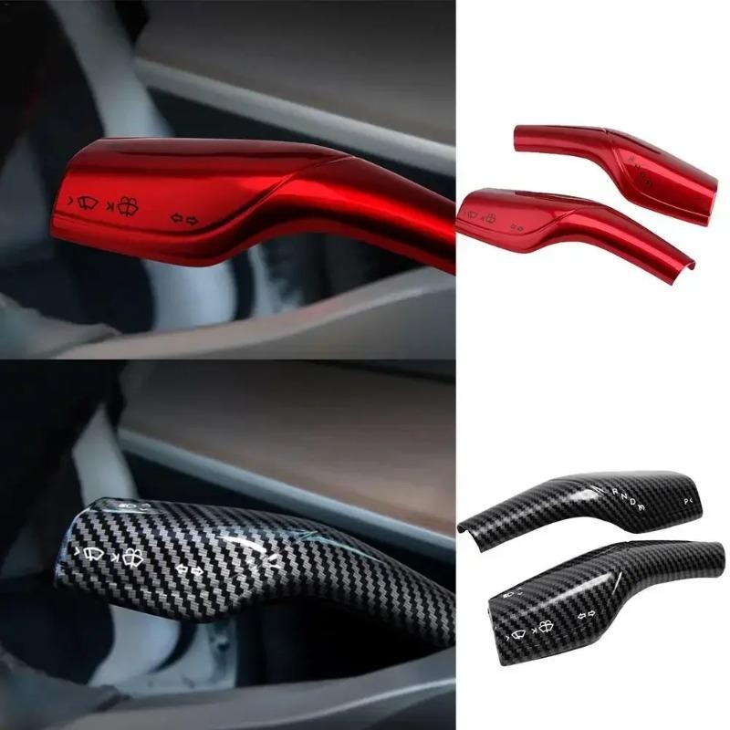 For Tesla Model 3 Y Gear Shift Cover Steering Lever Handle Protection Shifter Shell Carbon Fiber Shift Knob Cover Accessories