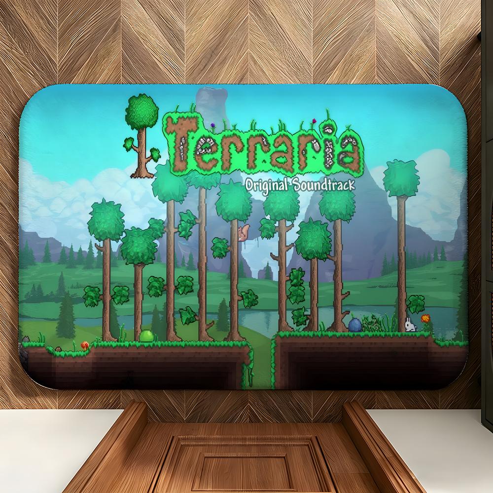 Game T-Terraria Floor Mat Soft Flannel Entrance Door Mat Non Slip Absorbent Bathroom Bedroom Floor Rug
