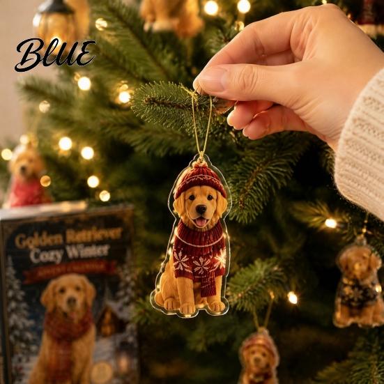 Winter Theme Pendant Set Dog Advent Calendars 2026, 2D Acrylic Ornaments Christmas Countdown Calendar, Creative Holiday Gift Box Cute Flat Puppy