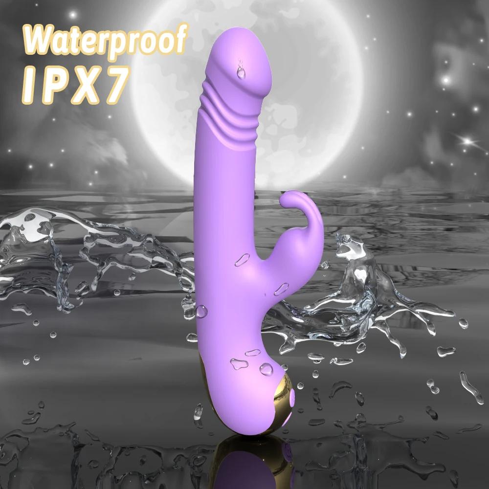 2 in 1 Thrusting Rabbit Vibrator Sex Toy for Women G-spot Clit Clitoris Stimulator Powerful Silicone Sexy Toys Female Adults Goods