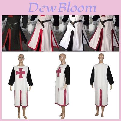 Stilvolles Mittelalterlicher Templer Ritter Kreuzfahrer Überrock Outfit Cosplay Kostüm