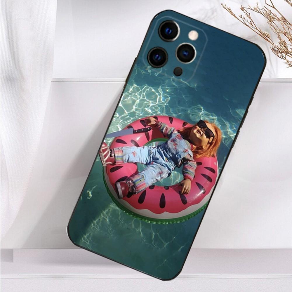 Cute C-Chucky-S F-Film Phone Case For iPhone 16,15,14,13,12,11 Plus,Pro Max,XS,X,XR,SE,Mini,8,7 Soft Silicone Black Cover