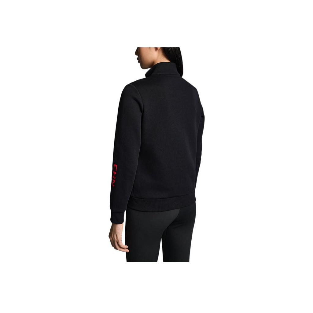 Anta Striped Chinese Character Print Zip-Up Sports Jacket Women Jackets Black 162237725-4