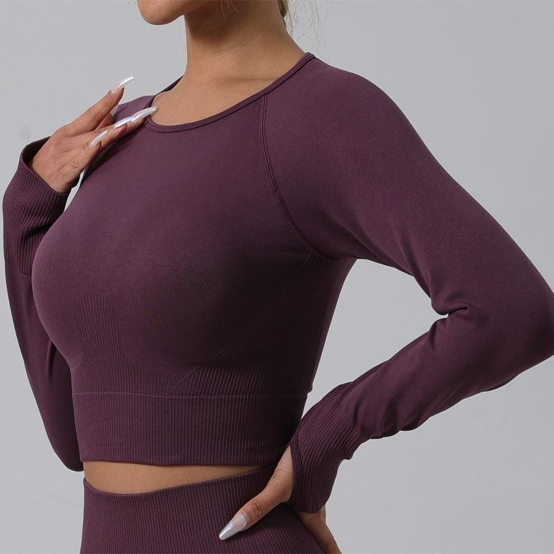 TK Seamless Solid Color Sports Set: Long Sleeve & Pants for Autumn/Winter Yoga & Fitness