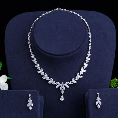 Korean Style AAA Zircon Earrings & Necklace Set for Weddings & Evenings