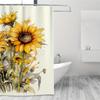1pc Yellow Sunflowers on White Background Watercolor Shower Curtain, Durable Polyester, Easy Clean