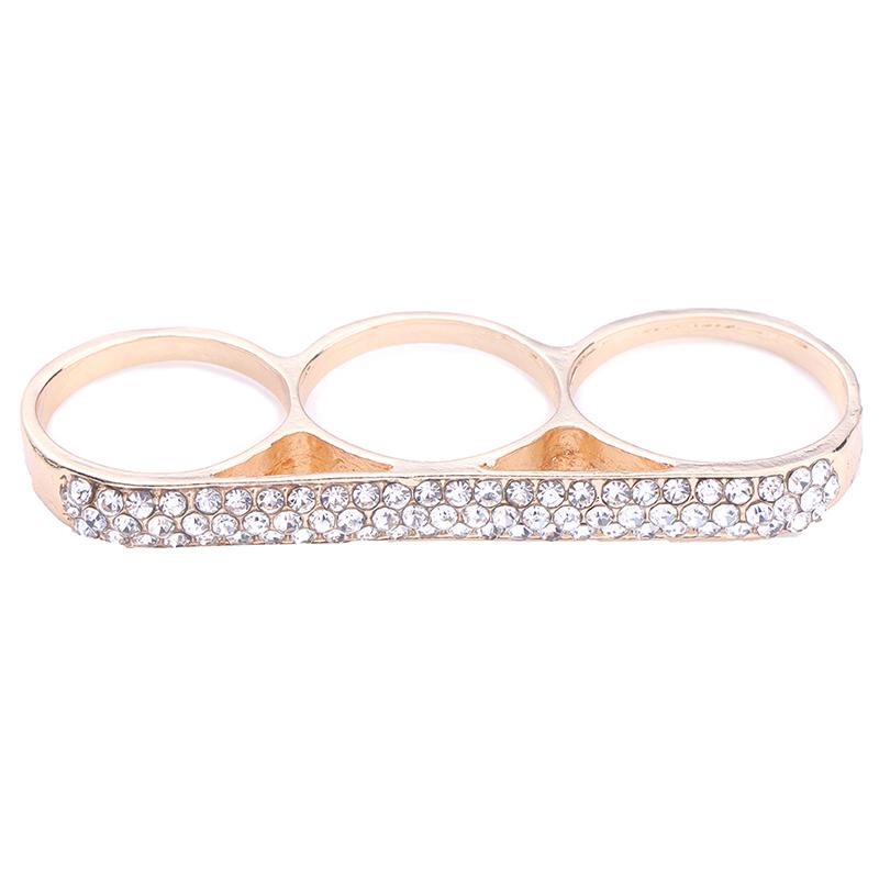 Three Fingers Knuckle Duster Ring Minimalist Stainless Steel Bar Ring