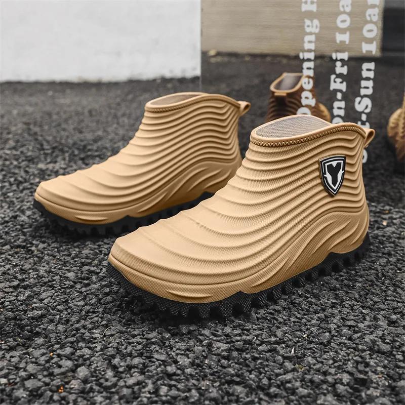 Men's Rain Shoes Fashion Waterproof Slip-resistant Rain Boots Winter Short Barrel Fishing Water Shoes for Men Rain Boots Zapatos