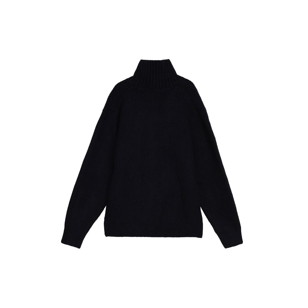 UNIQLO Solid Color Stand Collar Single Breasted Knit Sweater Men sweater Indigo 461407-69