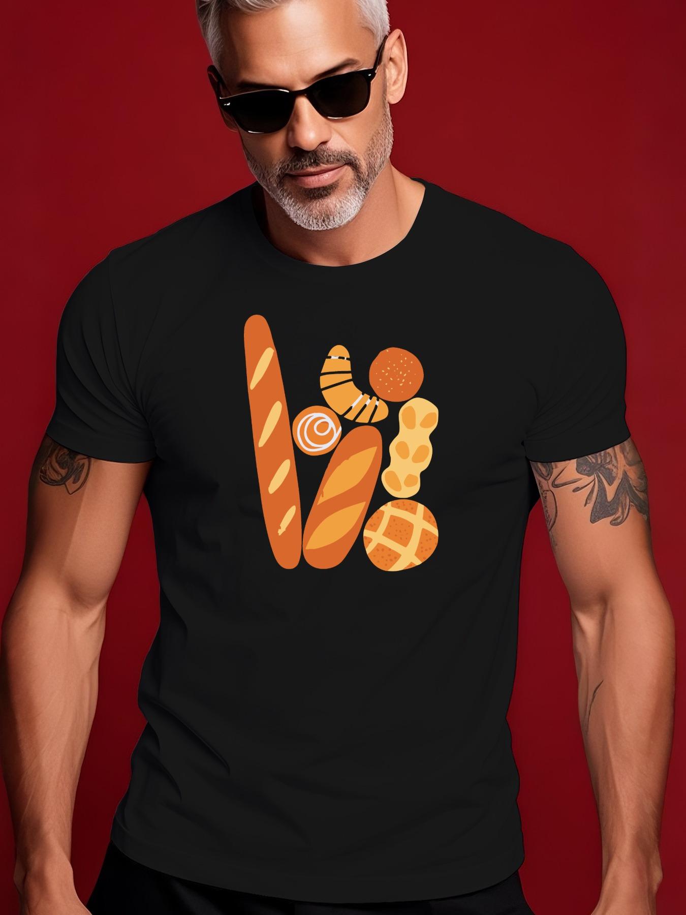 Cotton Tshirt with Intricate Bread Pattern - Crew Neck M