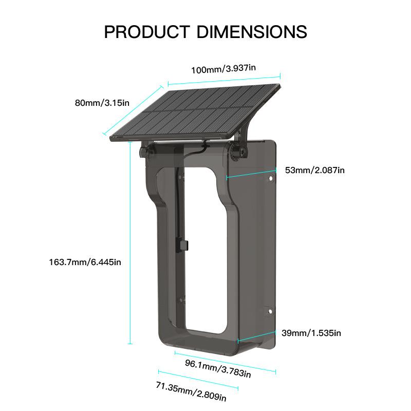 Transparent solar doorbell cover box rain protector waterproof ABS construction for protection against snow ice rain and wind чёрный