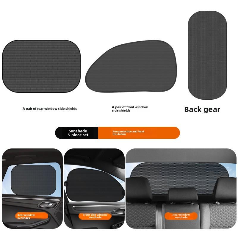 Car Sunshade, Suction Cup Type Side Window Mesh Sunshade, Summer Sunscreen,Heat Insulation Window Screen,Sunshade Five-piece Set