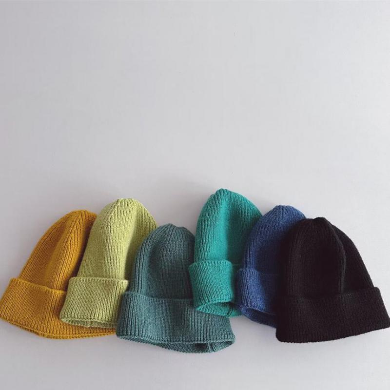 Kids Beanie Solid Color Knitted Baby Winter Hats For Children Warm Crochet Boys Girls Hat Toddler Cap Baby Bonnet Gorras Gorro