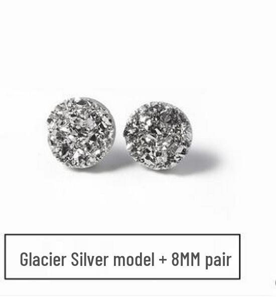 Men's Black Crystal Cluster Earrings - Simple Korean Style with Personality