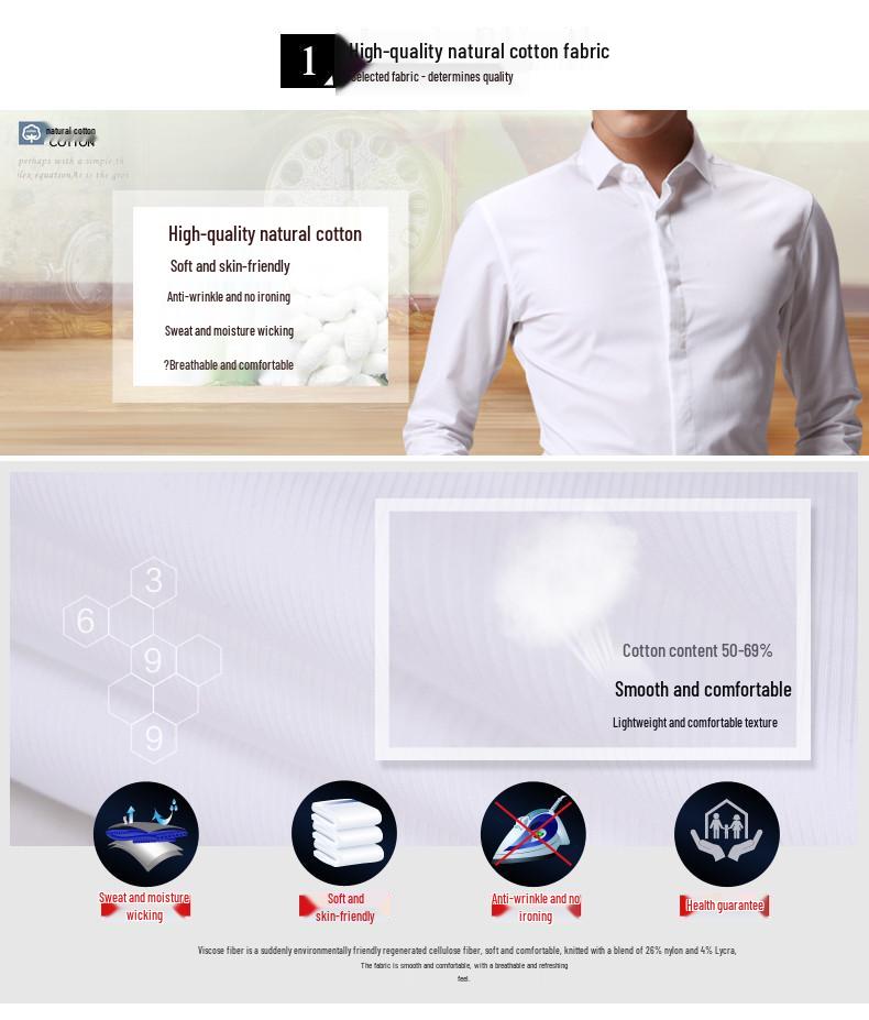 New Men's Solid Color Formal Long Sleeve Shirt for Business and Casual Wear