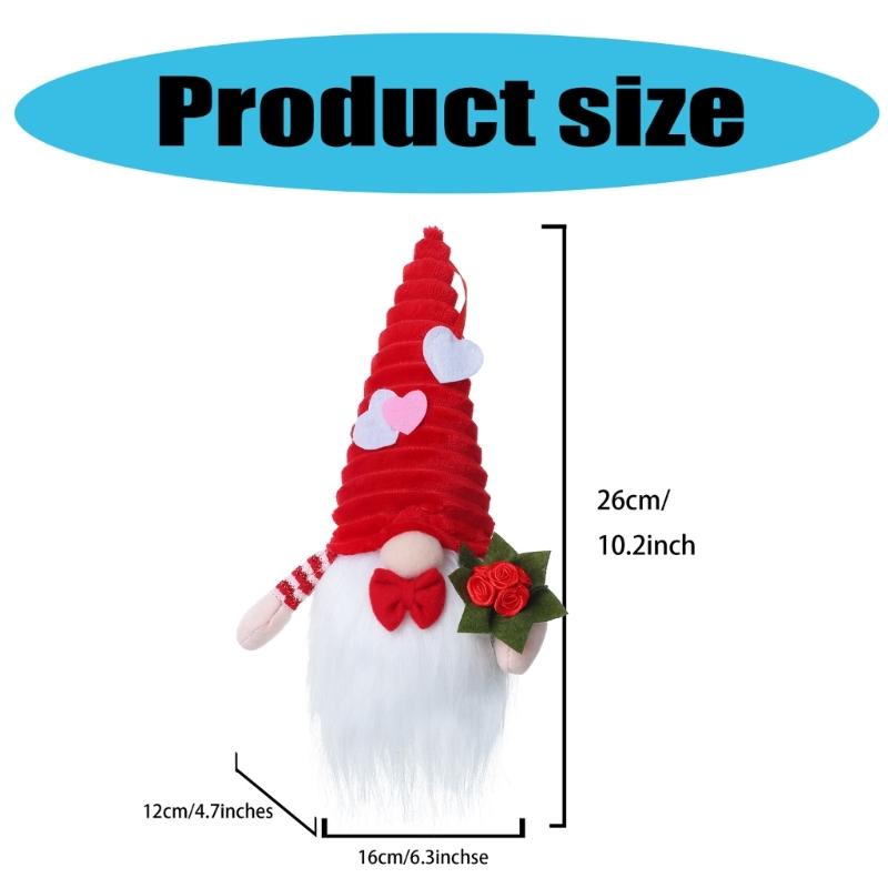 Valentines Day LED Glowing Love Heart Swedish Tomtes Gnomes Elf Plush Dolls Ornament Weddings Party Tabletop Figurine