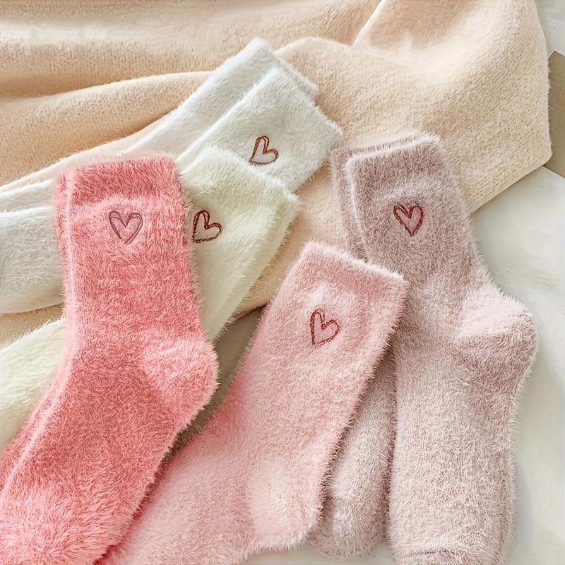 Cozy Heart-Embroidered Socks - Soft, Fluffy, Mid-Calf Length, Perfect for Women, Autumn & Winter, Autumn Winter Socks