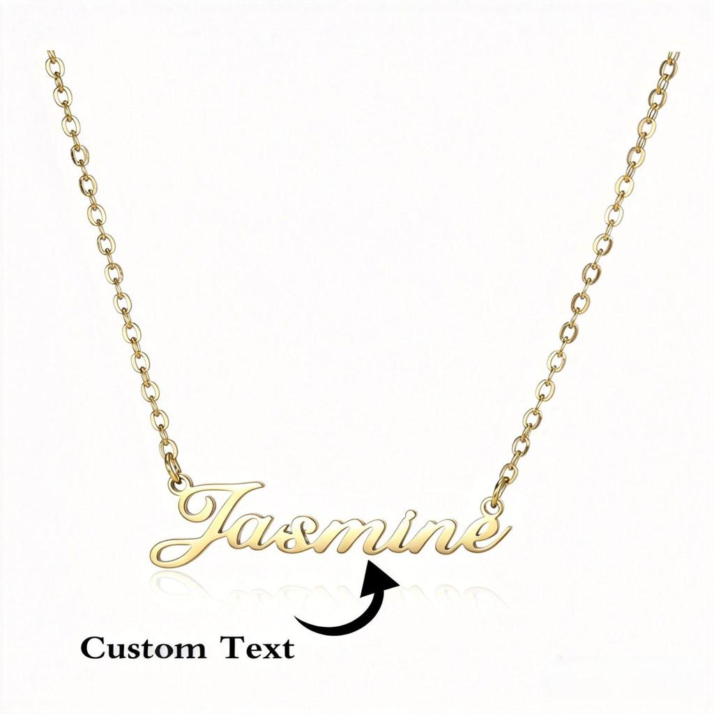 Personalized Stainless Steel Name Tag Pendant with Custom Engraving - Anniversary Gift Jewelry