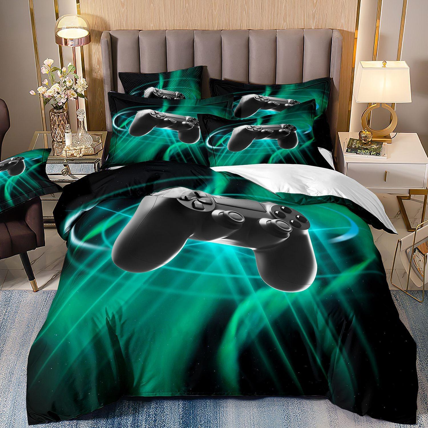 

Gamer Bedding Sets For Boys Gaming Duvet Cover Set Queen Video Games Comforter Cover,Playstation Designs Bed Set For Teen Boys (135x200cm)