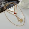 Fashion Stone Heart Star Pendant Necklace Punk Retro Multilayer Choker Couple Necklaces Jewelry for Romantic Valentine's Day Gifts