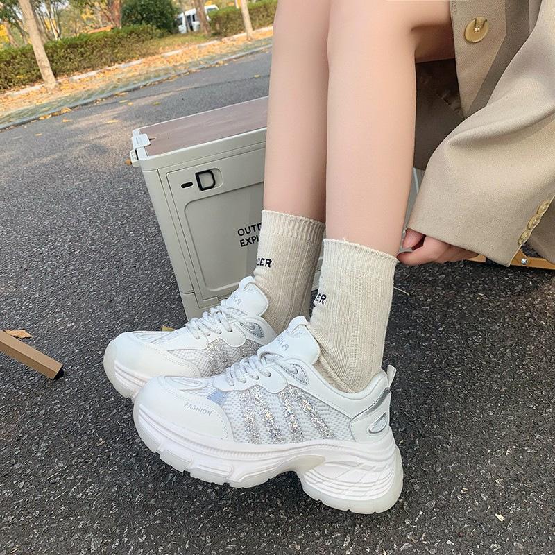 Small 6cm thick-soled dad shoes women's spring 2025 new breathable mesh fashion heightening casual women's shoes