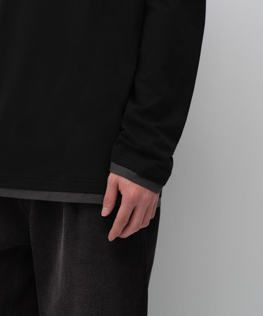 MUSINSA STANDARD Cr Layered Hem Long Sleeve T-Shirt [Black]