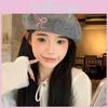 Stylish Korean Inspired Bow Embroidered Wool Beret Hat For Women Perfect For Fall And Winter Fashion
