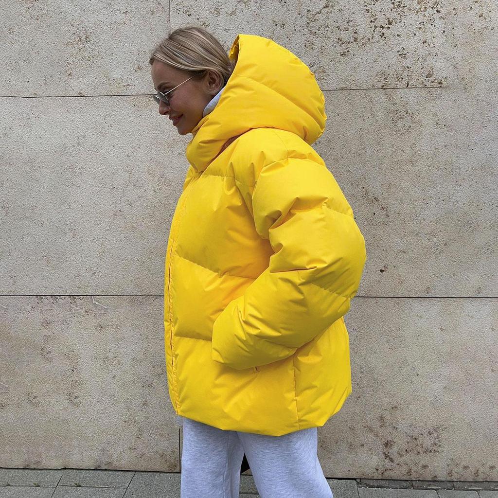 Autumn Winter Thicken Warm Parka Women Casual Solid Color Pocket Loose Short Hooded Coat Jackets Outwear