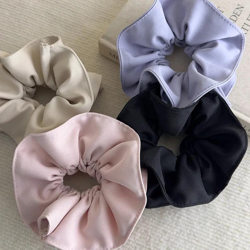 Culoare Solidă Strat Dublu Scrunchies Mari de Păr Bentițe Femei Temperament Coadă de Păr Elastic de Cauciuc Modă Femei Păr de Petrecere