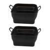 2 Pcs Silicone Air Cooker Pot with Handle Rectangular Fryer Liner Tray Replacement for Kitchen Cooking Accessories Black