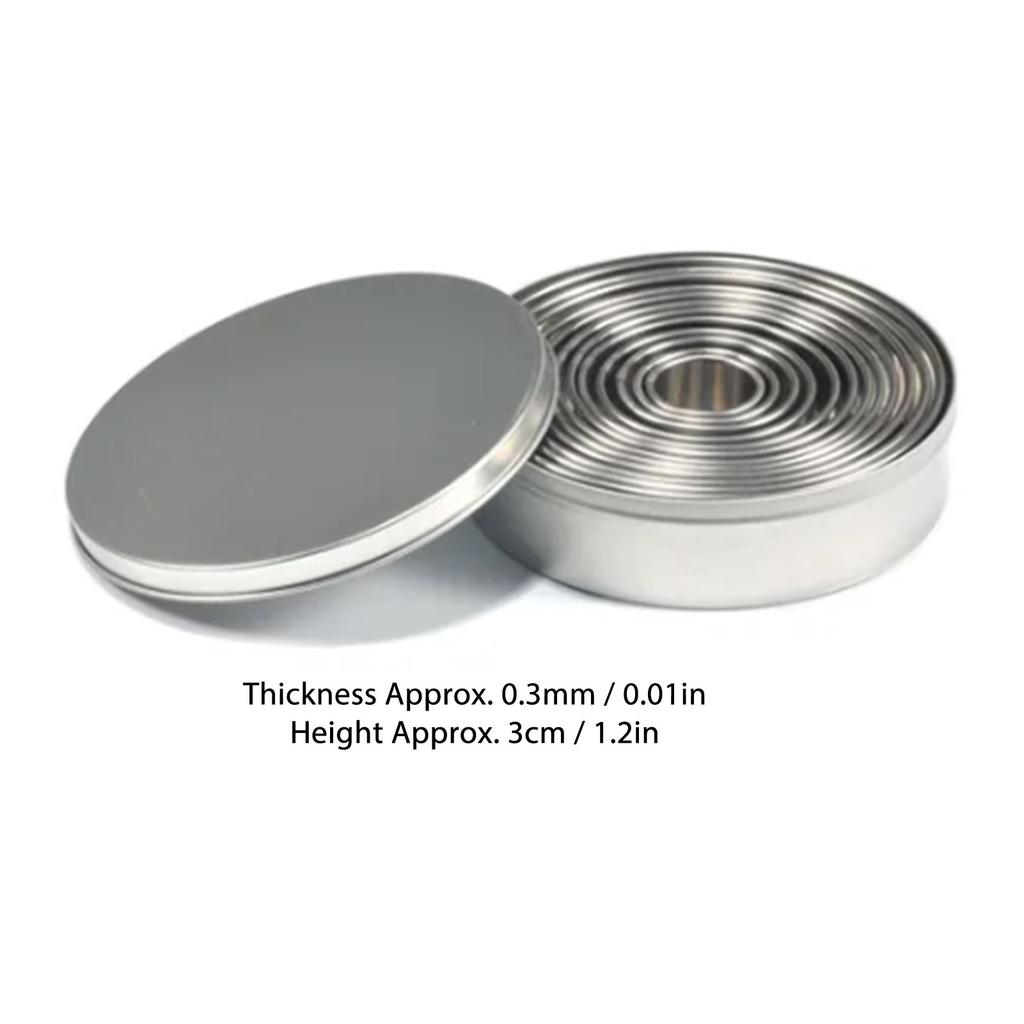 12Pcs Mousse Mold Stainless Steel Curling Edge Antioxidant Round Cookies Cutter for Baking