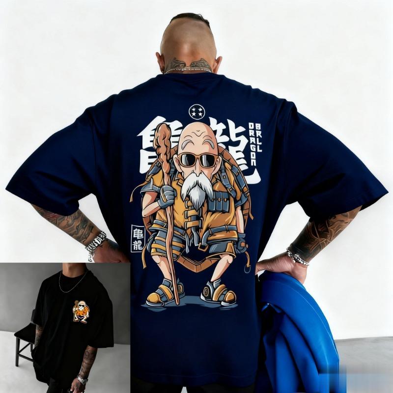 Dragon Ball Master Retro Anime Printed Pattern T-shirt for Men and Women Loose Top XS