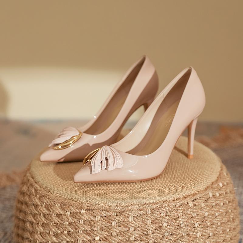 Huizhou women's shoes genuine leather spring women's outer wear high-heeled shoes black women's shoes single shoes 2025 spring women's