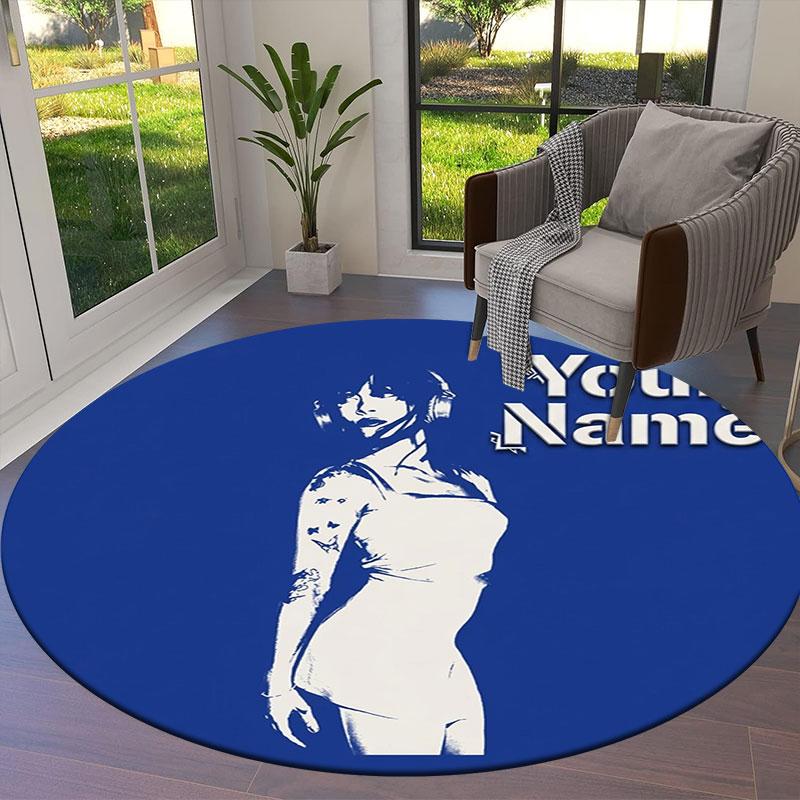 Aitana Custom Name Round Area Rug,Carpet Rug for Living Room Bedroom Sofa Playroom Decor,Non-slip Floor Mat