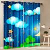 Clouds and Stars 3D Print Curtain for Kids Room, Window Curtains, Living Room, Bedroom, Kitchen, Outdoor, Indoor Fabric