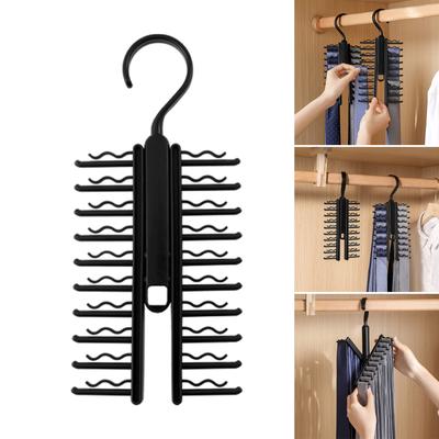 Multiple Use Tie Hanger With 20 Clips Professional Tie Storage Hanger Organizers with 20 Positions for Easy Selection