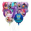 10pc Full Characters Foil Balloon Set, 1-9 Purple Balloons For Girls Kids Birthday Party Decoration Ballons  Supplies