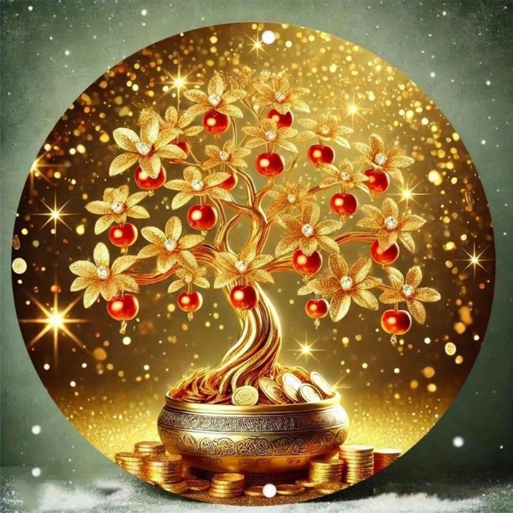 Metal Wall Art Poster Money Tree Vintage Gold Living Room Decor