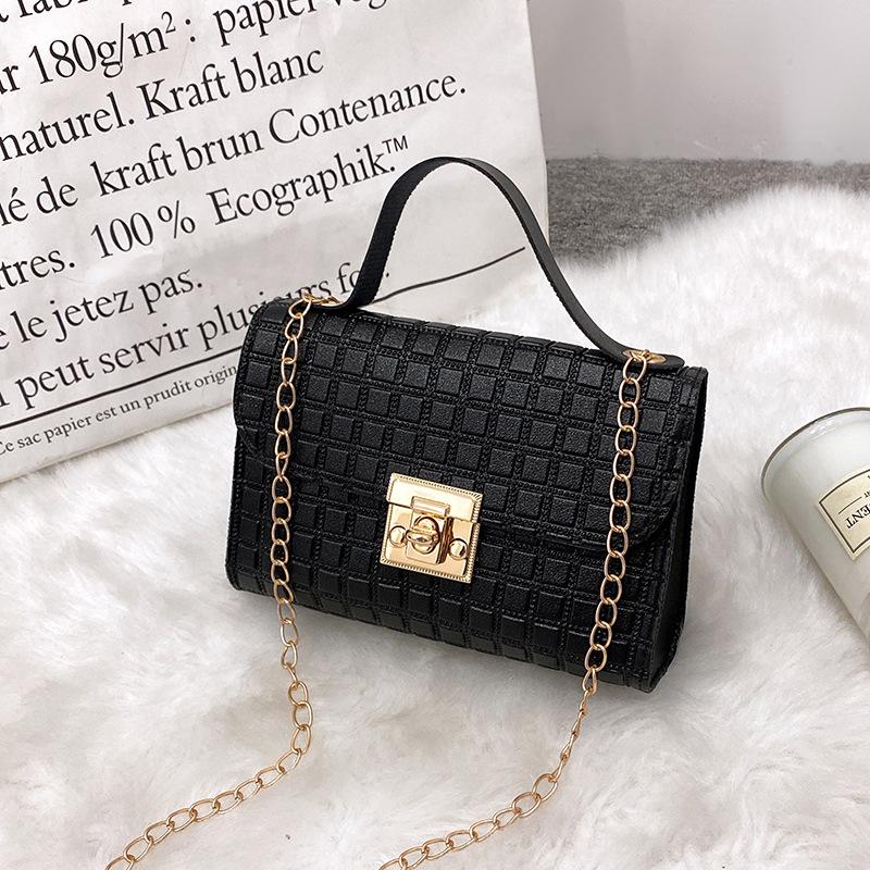 Single Shoulder Women's Bag, Versatile Messenger Fashion Embossed Lock Chain Small Square Bag
