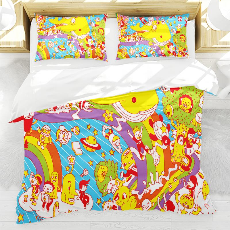 Abstract Art Painting Duvet Cover Colorful Cartoon Pattern Bedding Set Microfiber Quilt Cover Twin Full For Kids Girl Teen Decor