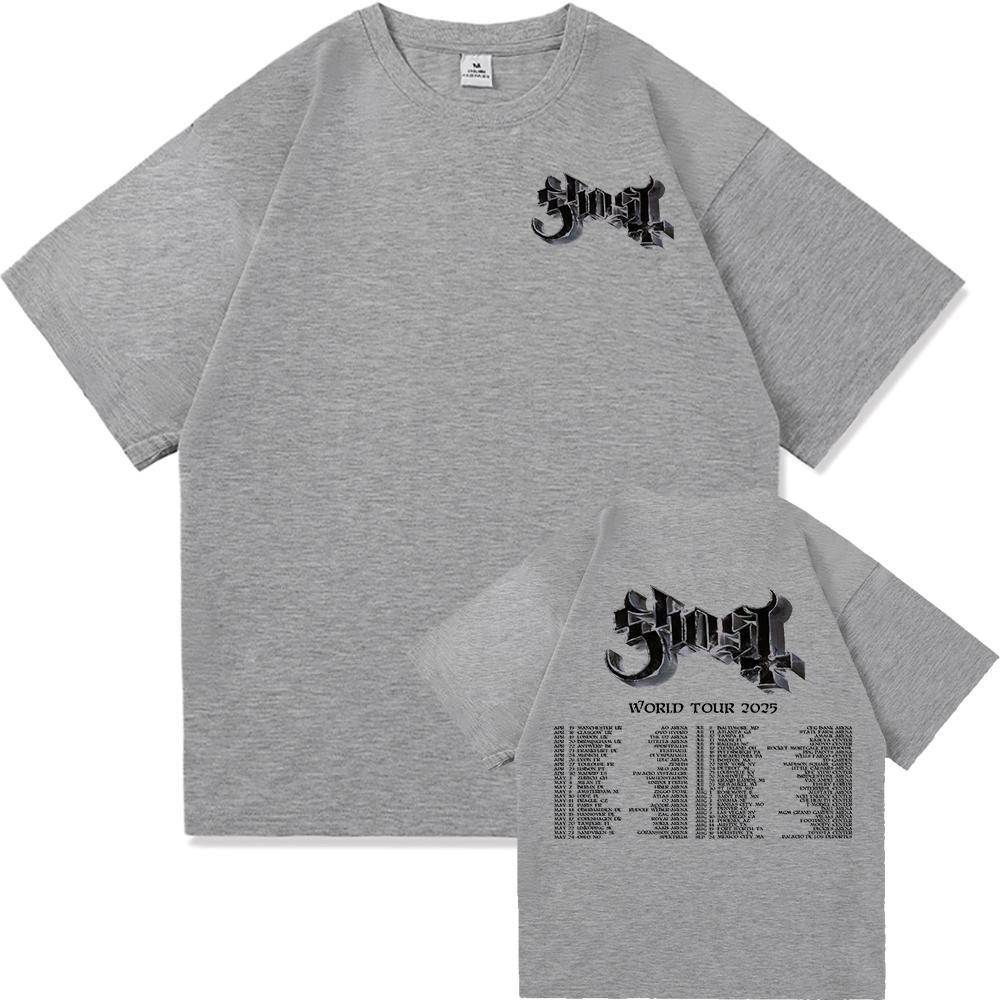 GHOST SKELETÁ Světové turné 2025 Módní pánské estetické vintage hip hopové tričko Unisex Satanizovaná ležérní bavlněná trička