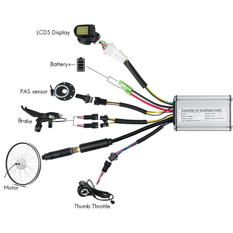KT 36V 48V Aluminum Accessory Brushless Electric Bike Scooter Controller Light Function Compatible 250W Electric Bicycle Parts