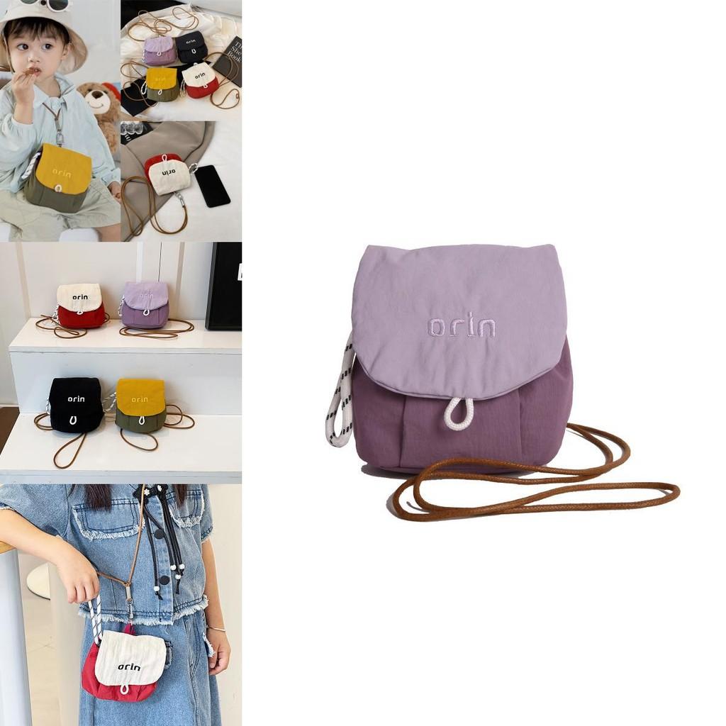Fashion Color Blocked Letter Embroidery Children Lightweight Crossbody Purse For Kindergarten Kids
